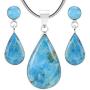 Matching Set Turquoise & Gemstone 925 Sterling Silver (Pendant, Earrings, Necklace 20'') (Turquoise)