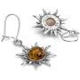 Sterling Silver Amber Sun Dangle Earrings