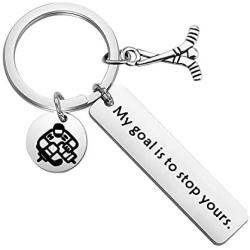 Gzrlyf Hockey Goalie Keychain My Goal is to Stop Yours Hockey Gifts for Goalies Hockey Players