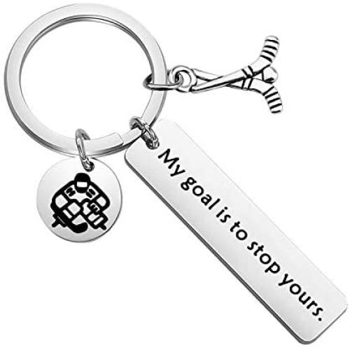 Gzrlyf Hockey Goalie Keychain My Goal is to Stop Yours Hockey Gifts for Goalies Hockey Players