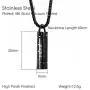 Suxerlry Keepsake Tube Locket Ashes Urn Pendant Necklace Black Memorial Stainless Steel Jewelry