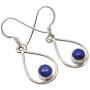 SilverStarJewel Navy Blue Lapis Lazuli Earrings 1.4'' 925 Sterling Silver New Jewelry