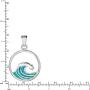Sterling Silver Created Blue Opal Wave Necklace Pendant with 18'' Box Chain