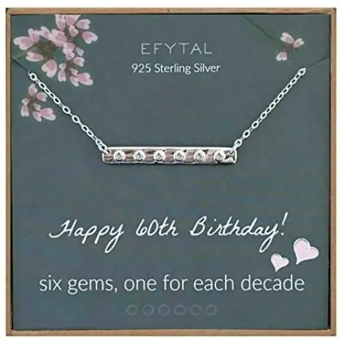 EFYTAL 60th Birthday Gifts for Women, 925 Sterling Silver Six CZ Bar Necklace For Her, 6 Decade Jewelry 60 Years Old EFYTAL 60th Birthday Gifts for Women, 925 Sterling Silver Six CZ Bar Necklace For Her, 6 Decade Jewelry 60 Years Old