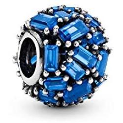 Pandora Jewelry Blue Ice Cube Crystal Charm in Sterling Silver