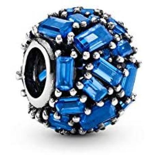 Pandora Jewelry Blue Ice Cube Crystal Charm in Sterling Silver