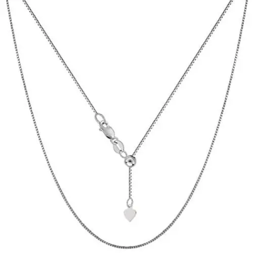 10k White Gold Adjustable Box Link Chain Necklace, 0.7mm, 22'' 10k White Gold Adjustable Box Link Chain Necklace, 0.7mm, 22''