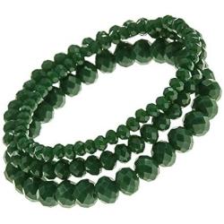 Rosemarie Collections Womens Set of 3 Faceted Glass Crystal Bead Stretch Bracelets, 2.5''