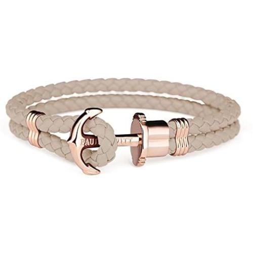 PAUL HEWITT Anchor Bracelet Women PHREP - Sailcloth Bracelet for Women, Leather Bracelet for Women (Hazelnut) with Anchor Jewelry Made of IP Stainless Steel (Rose Gold), Beautiful Jewelry for Women