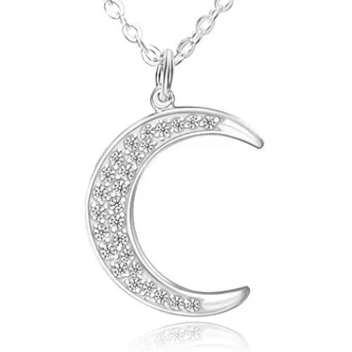 ELEGANZIA Crescent Moon Necklaces for Women Teens Girls Mom, Moon Pendant Sterling Silver Cubic Zirconia Minimalist Jewelry for Her ELEGANZIA Crescent Moon Necklaces for Women Teens Girls Mom, Moon Pendant Sterling Silver Cubic Zirconia Minimalist Jewelry for Her
