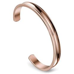 WUSUANED Hair Tie Bracelet Stainless Steel Grooved Cuff Bangle Gift for her