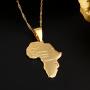 Big Size Crystal Africa Map Pendant Necklace Women Girl 24K Gold Plated African Map Hiphop Item