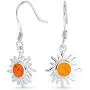Orange Fire Created Opal Summer Sun Burst Dangle Drop Earrings For Women For Teen 925 Sterling Silver Orange Fire Created Opal Summer Sun Burst Dangle Drop Earrings For Women For Teen 925 Sterling Silver