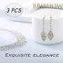 Brishow Bridal Wedding Necklace Set Silver Crystal Earrings Rhinestone Brides Necklace Chain for Women and Girls