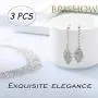 Brishow Bridal Wedding Necklace Set Silver Crystal Earrings Rhinestone Brides Necklace Chain for Women and Girls