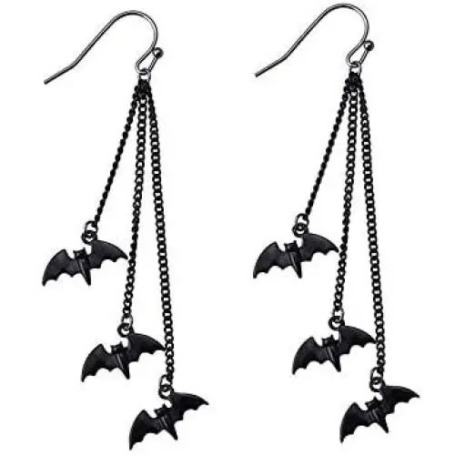 Halloween Black Bat Vampire Dangle Earrings Necklace Set Long Dangle Hook Earrings Halloween Costumes Scary Decorations Party Jewellery Gift for Women Girls Halloween Black Bat Vampire Dangle Earrings Necklace Set Long Dangle Hook Earrings Halloween Costumes Scary Decorations Party Jewellery Gift for Women Girls