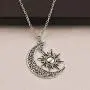 Caiyao Vintage Silver Crescent Moon and Sun Pendant Necklace Retro Swirl Filigree Jewelry for Men Women Teens Caiyao Vintage Silver Crescent Moon and Sun Pendant Necklace Retro Swirl Filigree Jewelry for Men Women Teens