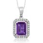 Gem Stone King 925 Sterling Silver Purple Amethyst Pendant Necklace For Women (2.61 Cttw, Gemstone Birthstone, Emerald Cut with 18 Inch Silver Chain)