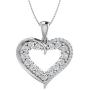 0.15 Carat To 1/4 Diamond Heart Pendant Necklace in 925 Sterling Silver