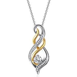 Sterling Silver Diamond Accent Twist MOM Flame Pendant Necklace - Best Valentines Day Jewelry Gift for Mom & Wife