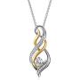 Sterling Silver Diamond Accent Twist MOM Flame Pendant Necklace - Best Valentines Day Jewelry Gift for Mom & Wife