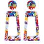 ONLYJUMP Acrylic Dangles Drop Earrings for Women Girls Exaggerated Lightweight Colorful Bohemian Rectangle Circle Geometric Resin Statement Earrings