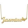 MyNameNecklace Personalized Name Necklace with Butterfly Charm -Custom Pendant Precious Metals Sterling Silver 925 & Gold Plating Jewelry