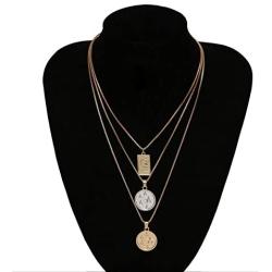 Dainty Multilayer Chain Necklace Gold Plated Lucky Evil Eye Pearl Cross Moon Star Lightning Link Necklace Jewelry for Women