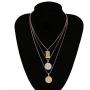 Dainty Multilayer Chain Necklace Gold Plated Lucky Evil Eye Pearl Cross Moon Star Lightning Link Necklace Jewelry for Women