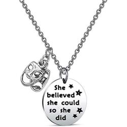 AKTAP Theater Bracelet She Believed She Could So She Did Comedy Tragedy Masks Charm Jewelry Drama Teacher Thespian Motivational Gift