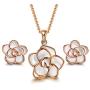 AllenCOCO Jewelry Set Rose Gold Plated Women Flower Earrings and Necklace Set for Women Girls Hypoallergenic Jewelry