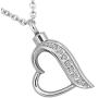 CharmSStory Clear White Synthetic Crystal Heart Urn Necklace for Ashes Cremation Memorial Keepsake Pendant