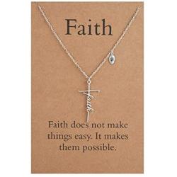 Faith Cross Necklace Initial Cross Necklace 26 Letters A to Z Alphabet Cross Pendant Necklace Religious Jewelry for Women