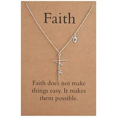 Faith Cross Necklace Initial Cross Necklace 26 Letters A to Z Alphabet Cross Pendant Necklace Religious Jewelry for Women
