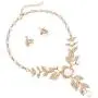 Rosemarie Collections Womens Crystal and Simulated Pearl Flower Long Pendant Jewelry Gift Set