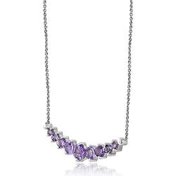 Lovve Sterling Silver Gemstone Graduated Small Dainty Journey Necklace with 18 Inch Chain, Choice of Colors