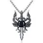 Dragon Sword Necklace for Men or Women Stainless Steel Black Cubic Zirconia Punk Gothic Vintage Look Mythical Pendant with Chain Fantasy Fashion Jewelry by Ginger Lyne Dragon Sword Necklace for Men or Women Stainless Steel Black Cubic Zirconia Punk Gothic Vintage Look Mythical Pendant with Chain Fantasy Fashion Jewelry by Ginger Lyne