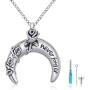 Waysles Rose Flower/Tree of Life/Photo Urn Necklace S925 Sterling Silver Cremation Jewelry Vintage Oxidized Memorial Pendant Necklace Family Jewelry with Fill Kit and Gift Box (Moon Rose Flower)