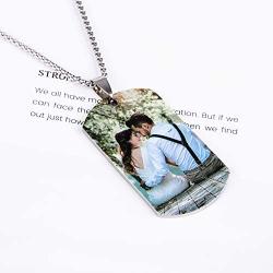 Fanery Sue Personalized Photo Necklace Custom Your Picture Engraved Message Heart Necklace