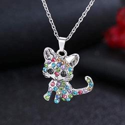 SUNSCSC Animal Cat Pendant Necklace Jewelry for Women Girls CZ Dog Lover Gifts Daughter Loved Necklace