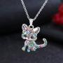 SUNSCSC Animal Cat Pendant Necklace Jewelry for Women Girls CZ Dog Lover Gifts Daughter Loved Necklace