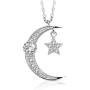 Agvana 14K Gold Plated Sterling Silver Dainty Moon Star Pendant Necklace Valentines Day Gifts for Women Girls Wife Her Birthday Anniversary Jewelry for Mom Daughter with Jewelry Box, 16+2 Inch