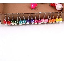 Mushroom Shape Pendant Dangle Earrings Funny Sweet Fresh Simulation Mushroom Drop Earrings Colorful Mushroom Food Charm Earrings for Women Girls Jewelry