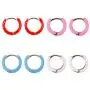 4 Pairs Colorful Enamel Copper Hoop Earrings Bohemia Enameled Small Mini Round Circle Charm Statement Earring Gold Plated Loop Earrings for Women Girls Jewelry