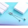 Long Necklace S925 Sterling Silver Tassel Round Ball Necklace for Women, 30 inches
