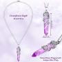 Hexagonal Healing Crystal Necklace Natural Prism Stone Pendant Flower Wrapped Pointed Quartz Yoga Energy with Chain