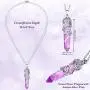Hexagonal Healing Crystal Necklace Natural Prism Stone Pendant Flower Wrapped Pointed Quartz Yoga Energy with Chain Hexagonal Healing Crystal Necklace Natural Prism Stone Pendant Flower Wrapped Pointed Quartz Yoga Energy with Chain