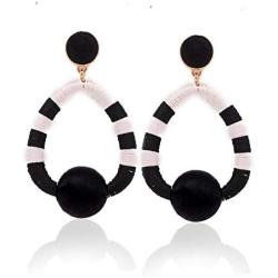 Womens Handmade Tassel Drop Earrings Ethnic Round Thread Oval Statement Dangle Earings Bohemia Jewelry