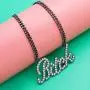 Q&Q Fashion Celebrity Urban Big Bling Bitch Necklace Word Crystal Pave Rhinestone Chunky Chain Best Friend Friendship Jewelry BFF Gift