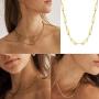 Yolanda 5 Pieces Gold Chain Necklace for Women Girls Snake Chain Herringbone Paperclip Choker Necklaces Dainty Link Jewelry